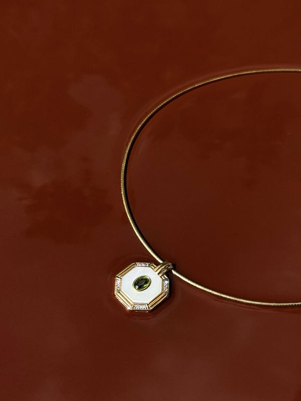 Octagon Gemstone Pendant | Diamond & Gold Designer Necklace