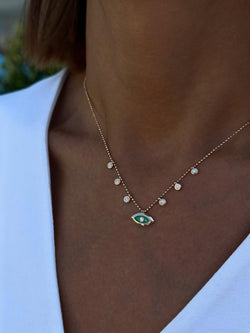 Gold Evil Eye Necklace with Pearl – Elegant Protection Jewelry