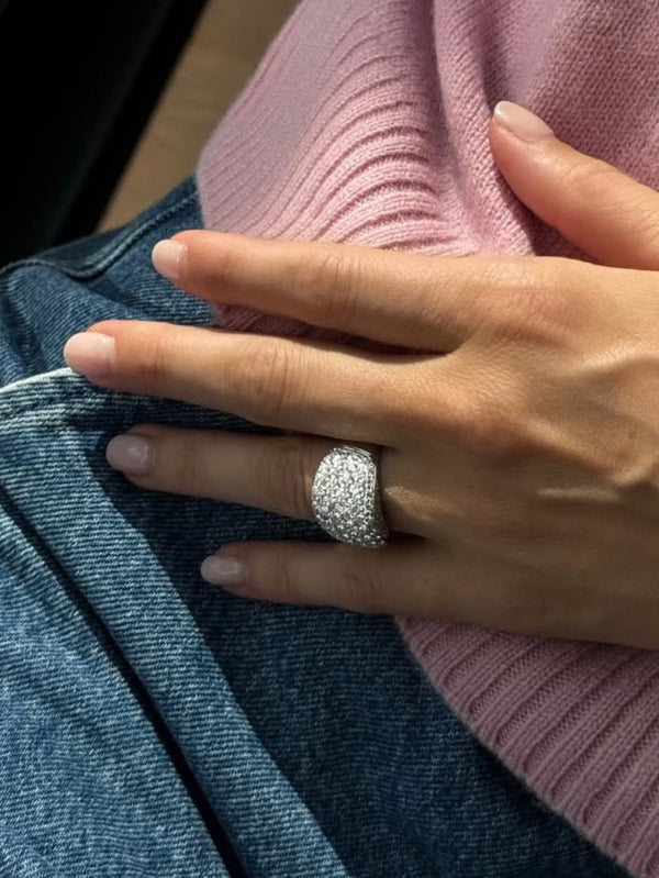 Pavé Diamond Band Ring | Luxury Wide Statement Ring for Women