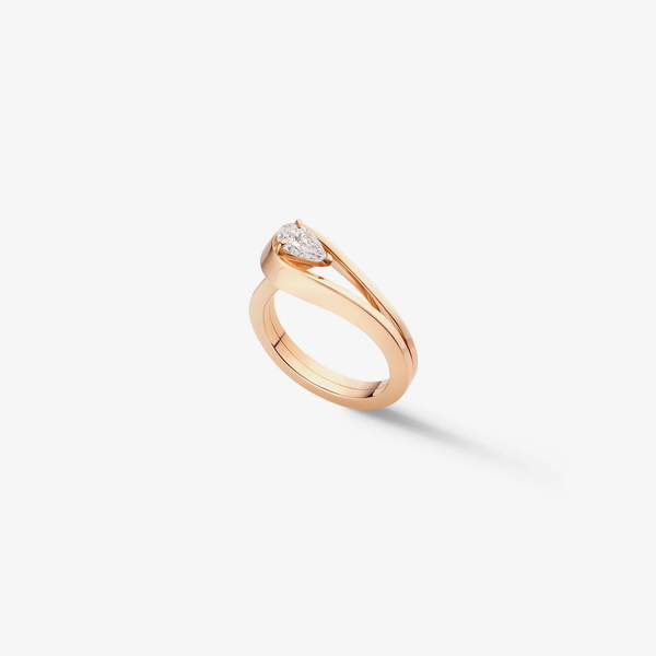 Serti Inversé ring set with 1 diamond