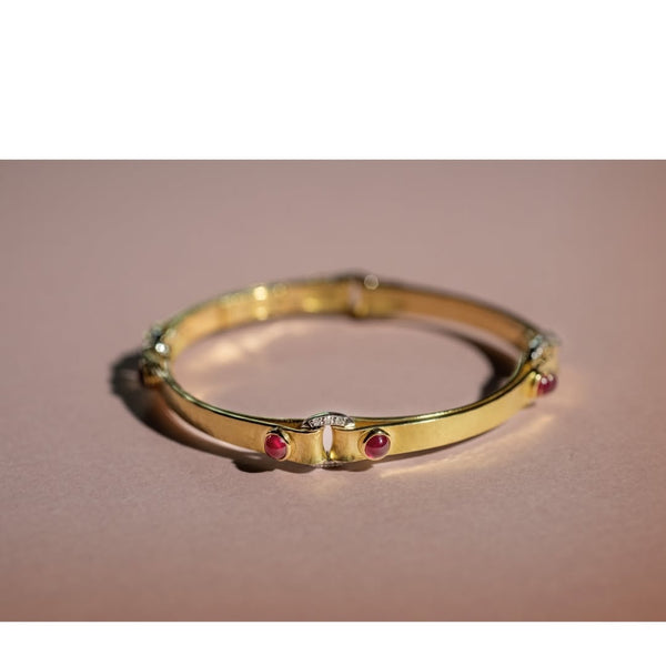 Gold Bangle Bracelet with Ruby Stones – Elegant Luxury Jewelry
